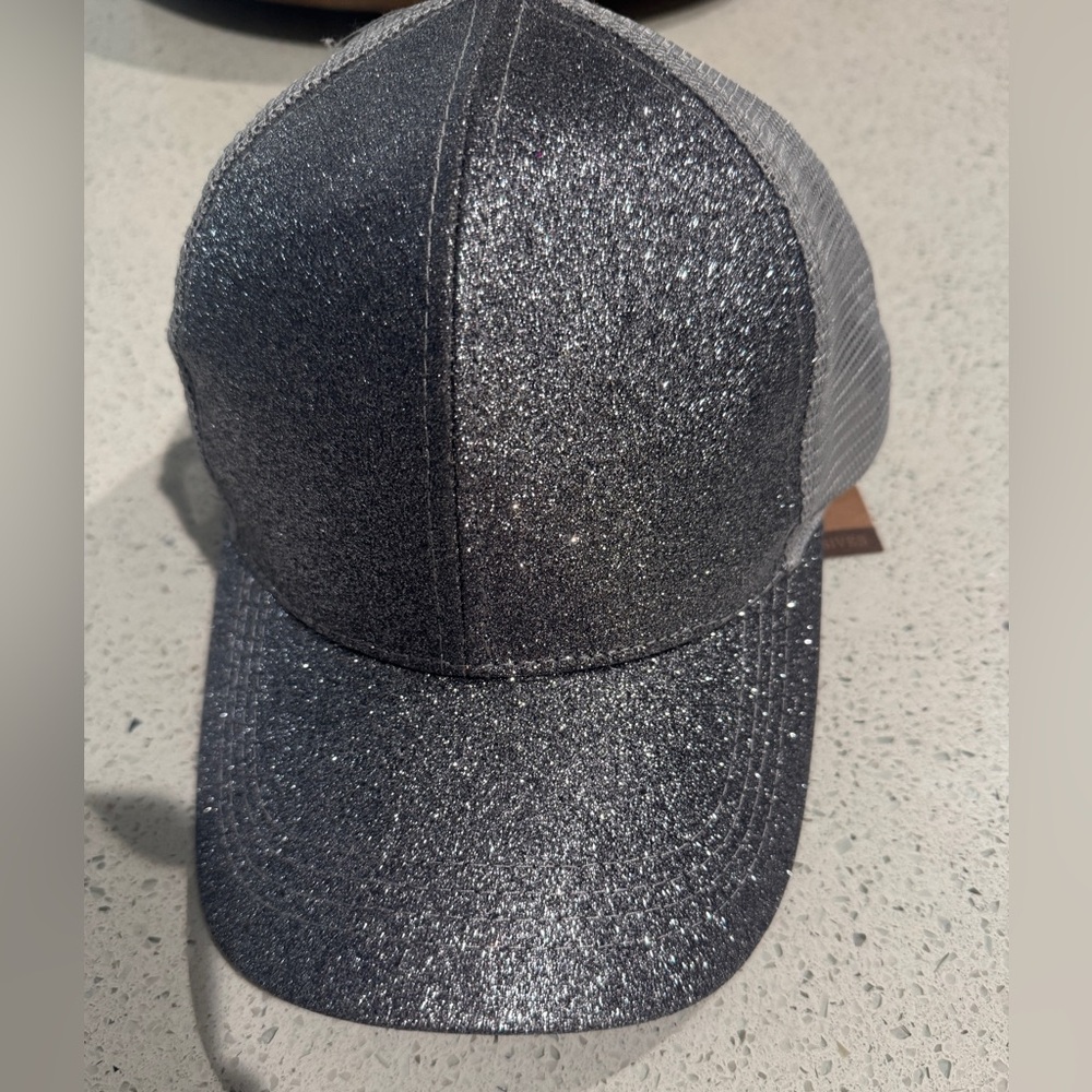 NEW Sparkly Silver Glitter Hat